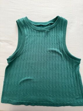 Love J Green Knit Sleeveless Ribbed Tank Top - Women's